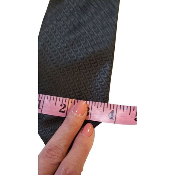 Neck Ties for Men Solid Color Clip-On Neck Ties Black Geometric Pattern Handmade - Picture 12 of 13